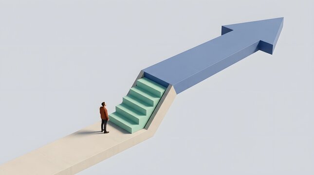 Conceptual 3D design of paths stairs arrows or mazes stylishly composed