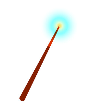 Magic wand blue light glow sparkle witch wizard tool vector illustration