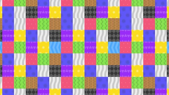 個性的な柄が組み合わさったユニークなブロック背景アニメーション