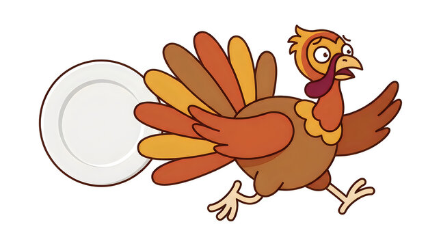 Cartoon turkey running with a football