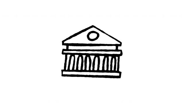 Animated doodle icon of the ancient Parthenon temple columns on the Acropolis in Greece.
