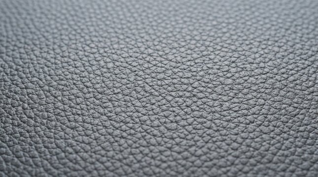 Fine gray pebbled leather or textured synthetic surface filling the frame, macro material photography, cool graphite palette, subtle repeating grain, soft even illumination, minimalist background