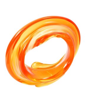 orange liquid loop shape isolated on white background