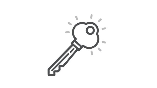 Key outline icon, video, Isolated vector illustration.