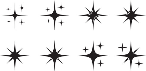 Fototapeta premium Sparkle Star Vector Set with Shining Sparkles, Flare, and Magic Light Effect Icons