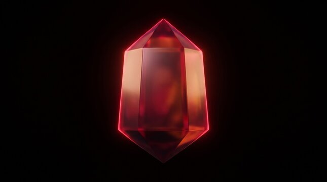 Glowing red crystal gemstone on a dark background