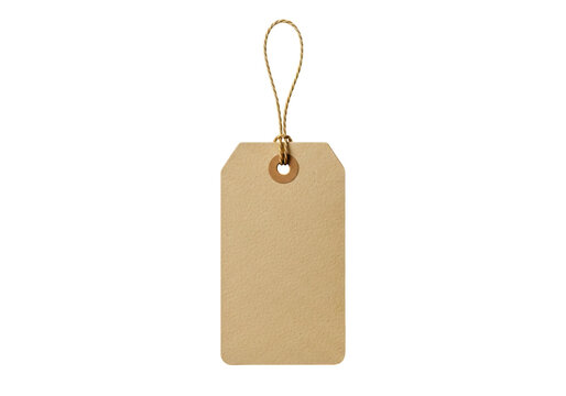 Blank brown cardboard paper price tag with a string