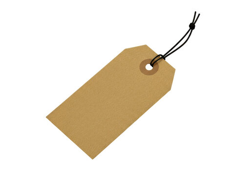 Blank brown paper gift tag with string attached for retail or shipping