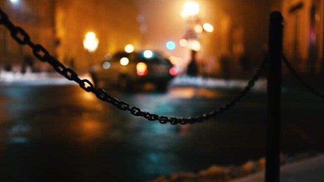 Blurred Street And Passing Cars In The Lights Of The Night City