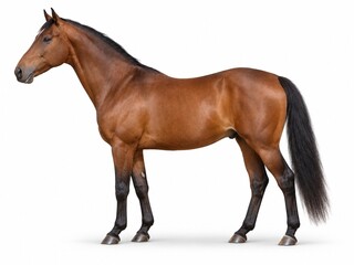 Obraz premium Brown Horse Illustration Standing Isolated on a White Background