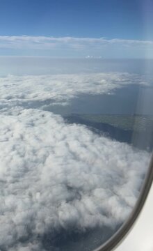 view from airplane window while climbing, turning, and cruising. Speed up video.
