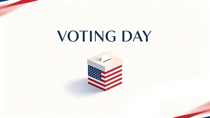 Obraz premium Voting Day Text with American Flag Ballot Box Minimalist Background