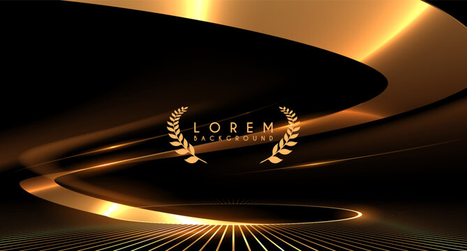 Golden shapes stage on black background