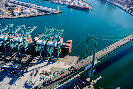 Cargo cranes loading containers