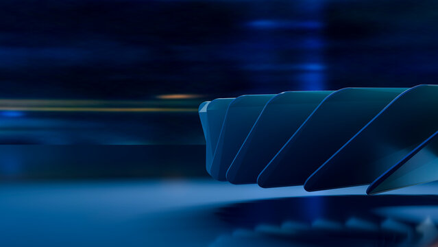 Abstract blue geometric shapes with futuristic light reflections