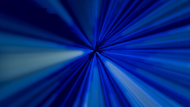 Blue light rays radiating in an abstract beam pattern
