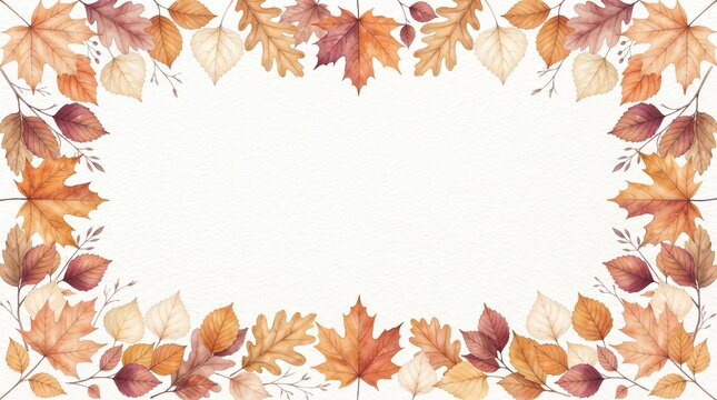 Watercolor autumn leaves frame