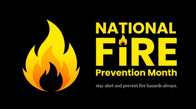 National Fire Prevention Month Black Vector Banner Design
