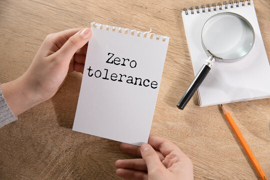 Zero tolerance text on paper