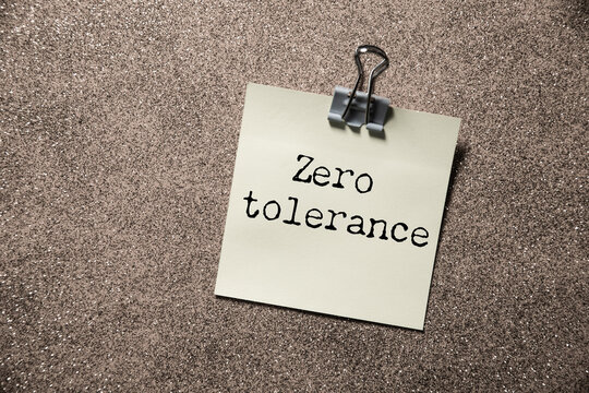 Zero tolerance text on paper
