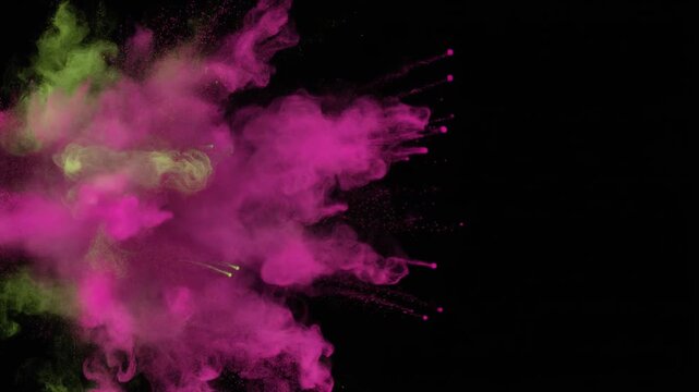 Horizontal Lime Green and Magenta Ink Smoke Burst