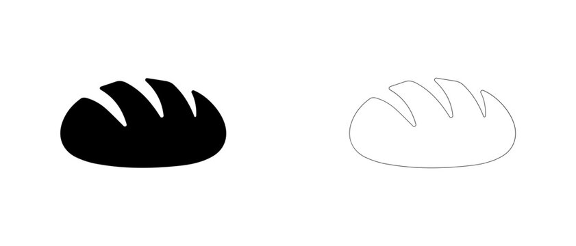 Artisan sourdough bread loaf vector icon filled and outline, craft bakery and sourdough baking symbol.