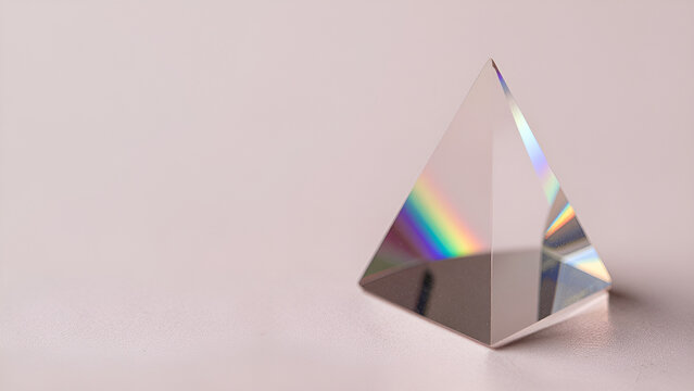 Crystal prism refracting light into rainbow