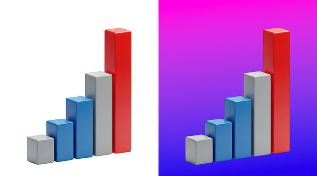 Colorful 3D ascending bar chart business data