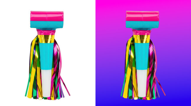 Colorful party noisemaker blower with metallic tassels