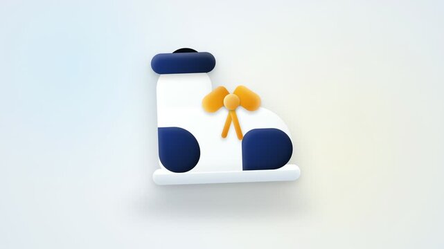 Stylized white and blue sneaker with orange bow on gradient background