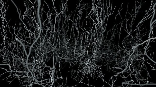 Neural Forest &ndash; Vertical Neuron Pulse Animation | Abstract Brain Network Background