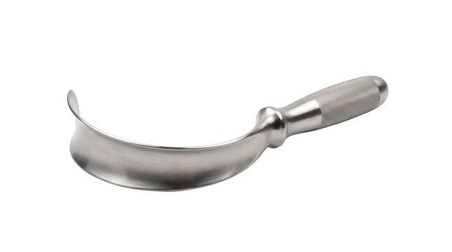 Professional surgical retractor, stainless steel medical instrument for surgery, chrome plated hospital equipment isolated on white background