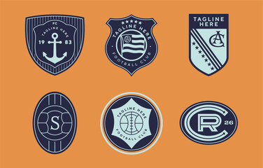 Fototapeta premium Set of Football badge emblem club logo. Soccer logo with shield background vector design collection