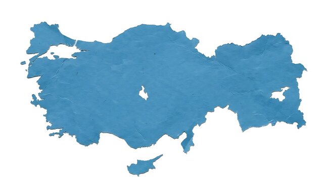 Blue silhouette map of Turkey with Cyprus island.