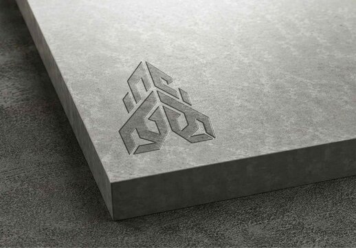 Embossed Logo Mockup on Concrete Surface