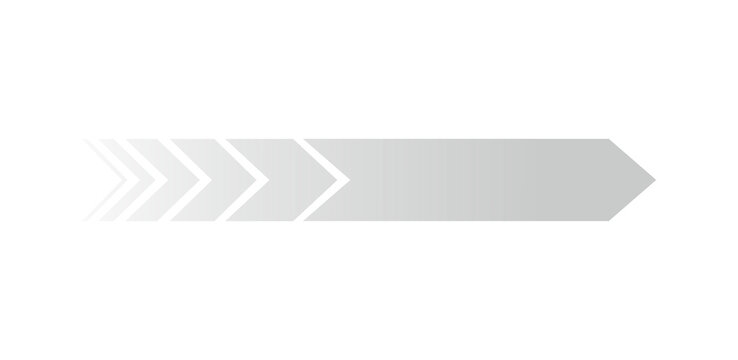 An abstract grey arrow graphic representing progress and direction. The arrow transitions from faded shapes to a solid form, suggesting movement and development
