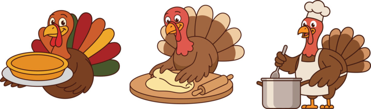 A delightful thanksgiving illustration a happy cartoon turkey with autumnal colors and festive holiday cheer
