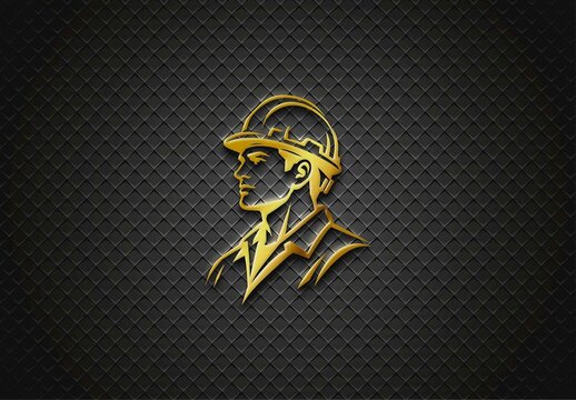 Gold 3D Metal Logo Mockup on Dark Geometric Background
