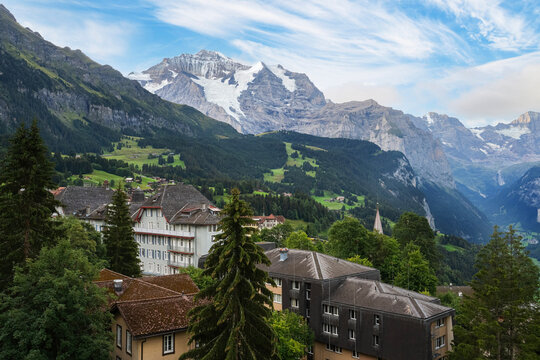 View in early Morning of Jungfraujoch in Swiss Alps