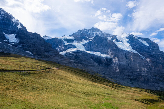 View from a Train on the way to the top of Jungfraujoch in Swiss Alps