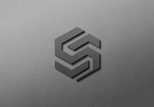 3D Raised Logo Mockup on Gray Textured