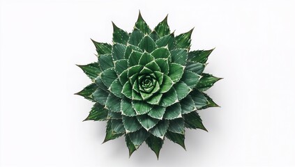 Fototapeta premium Top-down view of a green succulent plant with geometric spiral pattern