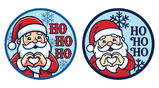 Charming christmas door hangers and ornaments featuring santa claus with heart shaped hands spreading holiday cheer and festive joy throughout your home decor