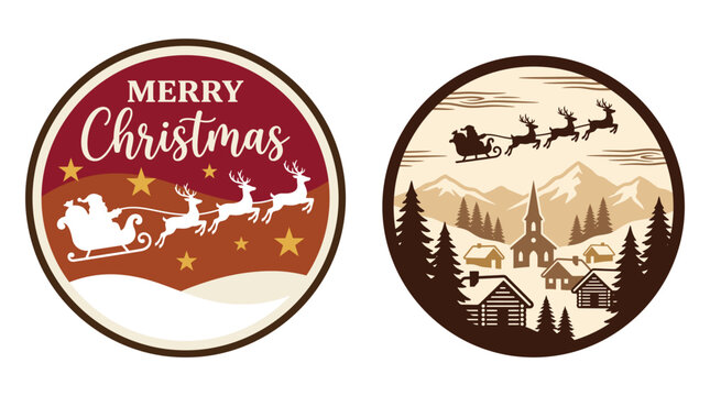 Charming christmas door hangers and ornaments featuring santa claus and reindeer adding festive cheer to your holiday decorations and seasonal home decor