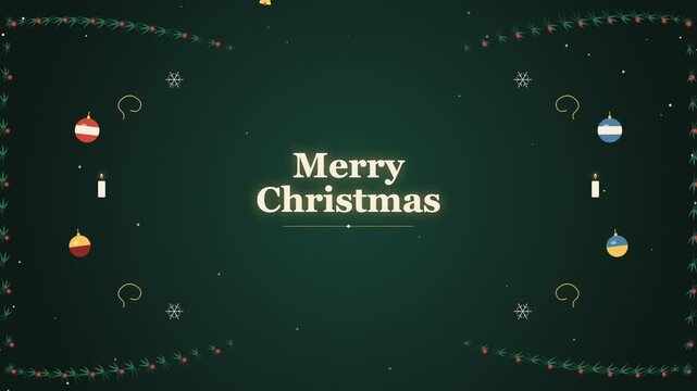 Vintage Christmas Floral Frame Motion Graphic with Pine and Glowing Stars