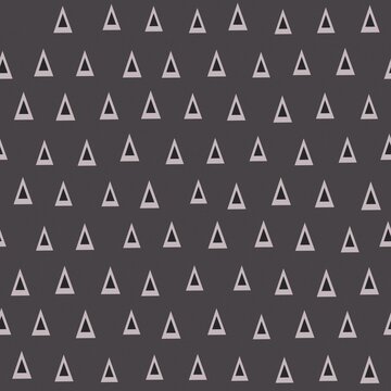 Seamless pattern of simple light gray outlined triangles arranged in a grid on a dark gray