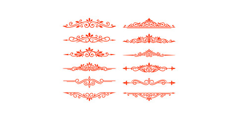 Decorative floral scroll borders and ornamental divider elements in vibrant red for professional page layout. © Jpeg shop opened