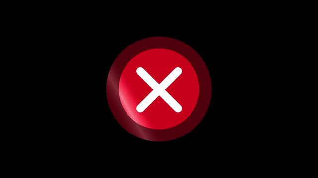 Red Close X Mark Error Icon Animation 4K Alpha Channel