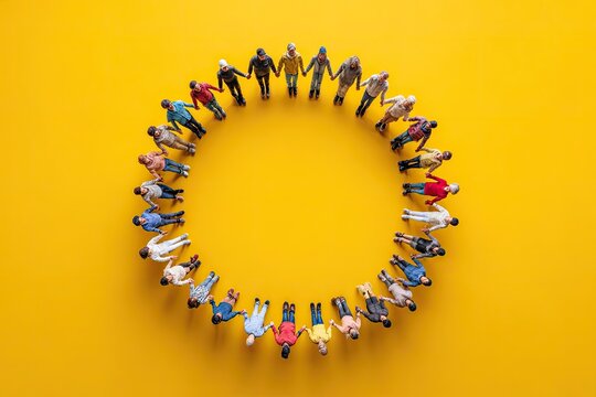 Diverse circle, hands clasped