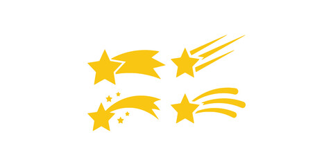Yellow shooting stars and comets graphic elements on transparent background for celebration. © Jpeg shop opened